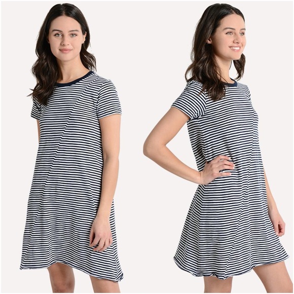 ATM Stripe Jersey Short Sleeve Dress - Picture 3 of 13